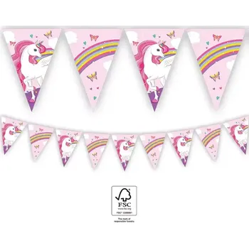 Vlaječková girlanda Kouzelný jednorožec 2,3m