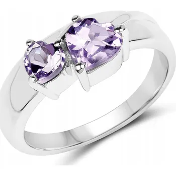 Prsten Stříbrný prstýnek s ametysty ve tvaru srdce