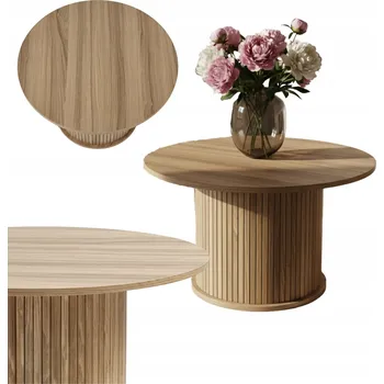 Konferenční stolek Konferenční stolek EDAXO kulatý 70 x 70 x 40 cm, odstíny hnědé