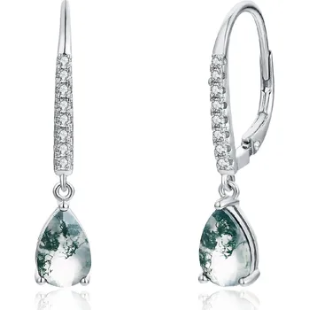 Náušnice Olivie Stříbrné náušnice MECHOVÝ ACHÁT 8396 Ag 925; ≤2,7 g.