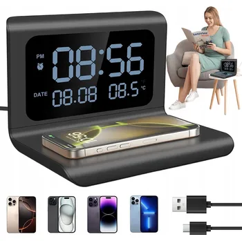 Hodiny HODINY S BEZDRÁTOVÝM NABÍJENÍM LED VELKÝ DISPLEJ 15W PRO TELEFON