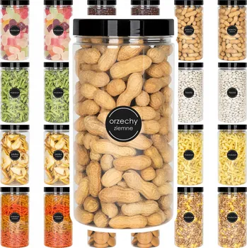 Dóza na potraviny 24 x ZAVAŘOVACÍ SKLENICE NÁDOBA NA POTRAVINY SYPKÉ VÝROBKY 1,5L kamaju + SAMOPROVÉ ETIKETY