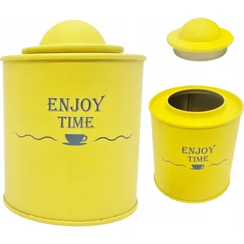 Obraz PLECHOVKA KOVOVÁ OZDOBNÁ ŽLUTÁ MATNÁ DÁREK LOFT ČAJ BYLINKY 9 CM