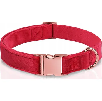 Obojek pro psa PEVNÝ VELUROVÝ OBOJEK PRO PSA NASTAVITELNÝ MĚKKÝ ROSE GOLD 35-55cm L/XL