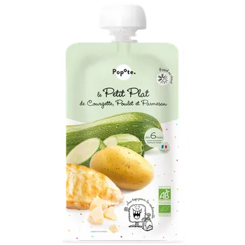 Dětská výživa POPOTE bio dětské menu s cuketou, kuřetem a parmezánem 180 g