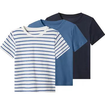 lupilu® Dětské triko, 3 kusy (pruhovaná / modrá / navy modrá, 98/104)