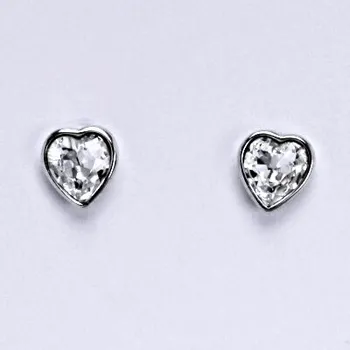 Náušnice Stříbrné náušnice na šroubek se Swarovski čirým krystalem,srdce,NŠ 1315