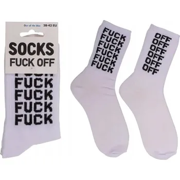 Pánské ponožky Ponožky Fuck Off – bílé s nápisem, odvážný streetwear doplněk