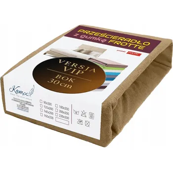 Prostěradlo FROTÉ PROSTĚRADLO S GUMOU VIP 80X220 BOK 30CM POLSKÉ CAPPUCINO BAVLNA