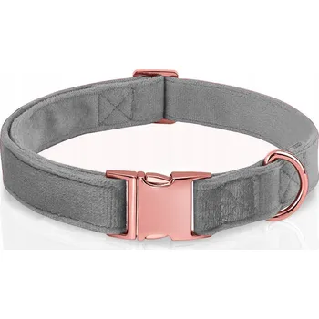 Obojek pro psa PEVNÝ VELUROVÝ OBOJEK PRO PSA NASTAVITELNÝ MĚKKÝ ROSE GOLD 27-45cm S/M