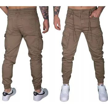 Pánské kalhoty KAPSÁČE PÁNSKÉ JOGGER KALHOTY STAHOVACÍ PÁSKY