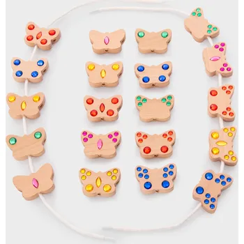 kreativní sada Tickit - Dřevění navlékací motýlci s kamínky