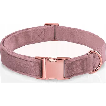 Obojek pro psa PEVNÝ VELUROVÝ OBOJEK PRO PSA NASTAVITELNÝ MĚKKÝ ROSE GOLD 27-45cm S/M