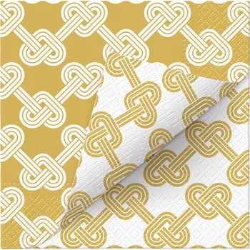 Papírový ubrousek Ubrousky "Oboustranné - Srdíčkové Preclíky", černo-zlaté, PAW, 33 cm, 20 ks