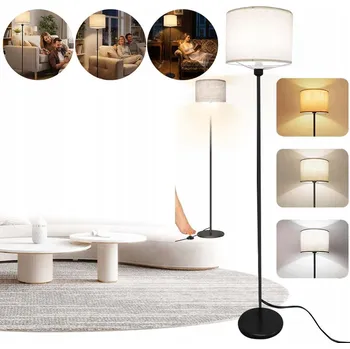Stojací lampa LAMPA STOJACÍ PODLAHOVÁ 156CM KE ČTENÍ E27 3 BARVY SVĚTLA