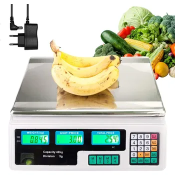 Obchodní váha kalkulační 40 kg s akumulátorem přesnost 2 g podsvícená