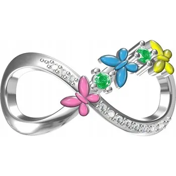 Přívěsek Přívěsek STŘÍBRO 925 Charms Korálek Znak Nekonečna Motýli