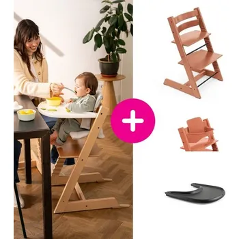 Jídelní židlička STOKKE® Tripp Trapp® + Baby Set + pult zvýhodněná sada - Terracotta