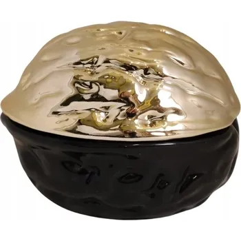 Dóza na potraviny KERAMICKÁ DÓZA OŘECH ČERNO-ZLATÁ VELKÁ