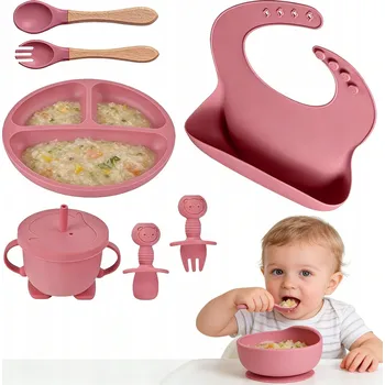 SILIKONOVÁ SADA NÁDOBÍ PRO DĚTI A MIMINKA KE KRMENÍ, 8 DÍLŮ