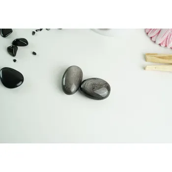 Stříbrný Obsidián - ovál