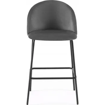 Barová židle Barová židle velurová, ocelové nohy s práškovým nástřikem, Plush Dome šedá