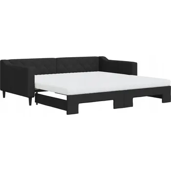 Pohovka Černá rozkládací pohovka s funkcí spaní 223 x 110 x 67 cm, rozložená 223 x 212,5 cm