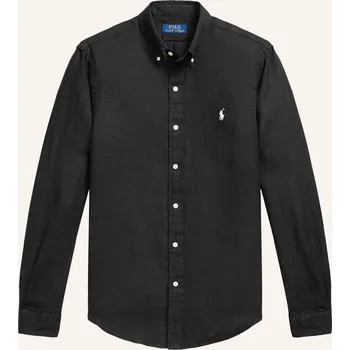 Pánská košile Polo Ralph Lauren Pánská Lněná Košile Slim Fit, černá / bílá, 40