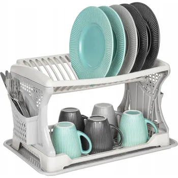 Odkapávač na nádobí DVOUÚROVŇOVÝ ODKAPÁVAČ NA NÁDOBÍ + ODKAPÁVACÍ MISKY 47x30,2x27CM LATTE