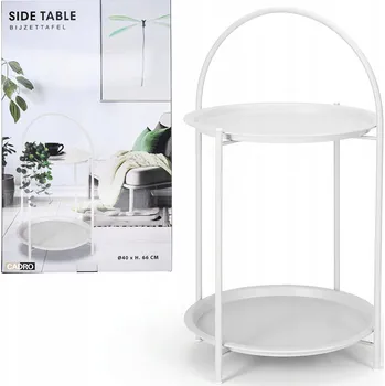 Konferenční stolek Konferenční stolek odkládací bílý 40x66 cm dvoupodlažní do obýváku