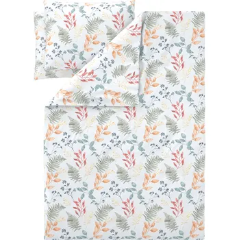 Povlečení LIVARNO® Ložní povlečení z mikrovláknitého saténu, 240 x 220 cm, 70 x 90 cm (listy/bílá)