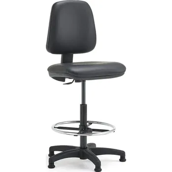 ESD Pracovní židle DARWIN, 635-815 mm, opěrný kruh, koženka, černá