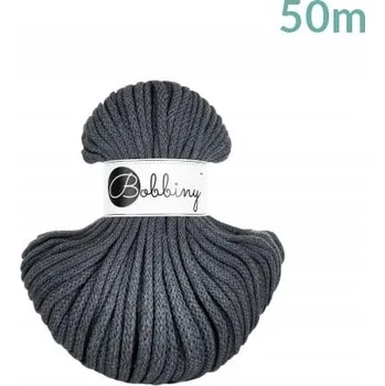Příze Šňůra pletená Bobbiny Premium MINI Grafitová / Charcoal 5mm 50m