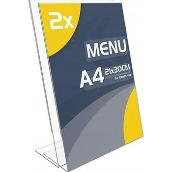 Plastový stojan průhledný na letáky, plakáty, menu – sada 2 ks A4