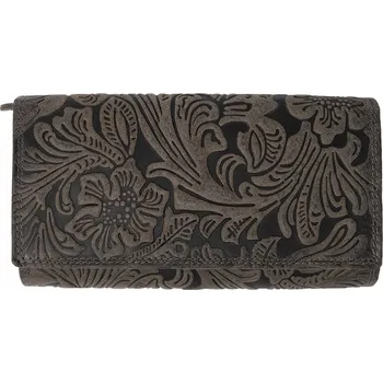 Peněženka Kožená dámská velká peněženka WILD By Loranzo - šedá - ornament