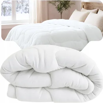 přikrývka ZIMNÍ PŘIKRÝVKA FLEECOVÁ 140x200cm BÍLÁ ANTI-ALERGICKÁ PEVNÁ ČESKÁ