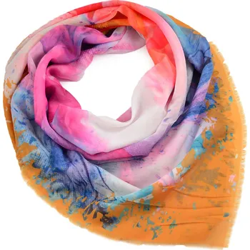 Šátek Velký šátek - oranžovo-modrý s potiskem