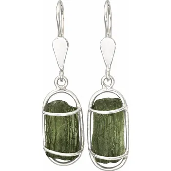 Náušnice Vltavín Moldavite Stříbrné náušnice s vltavíny P36 0055