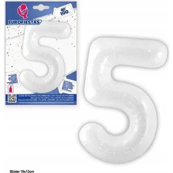 Balónek Ouda Party - 100cm bílý fóliový balónek číslice 5