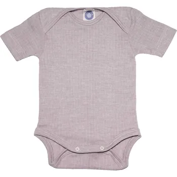 Dětské body z merino vlny, hedvábí a bavlny, krátký rukáv šedé Velikost: 98/104