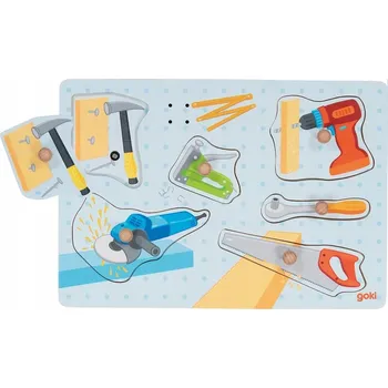 Dřevěná hračka Dřevěné zvukové puzzle Goki Staveniště