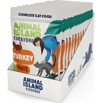 Krmivo pro kočku Animal Island Everyday Vlhké Krmivo pro kočky paštika s krůtím masem 12 x 100 g