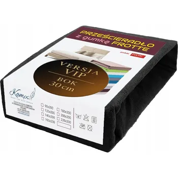 Prostěradlo FROTÉ PROSTĚRADLO S GUMOU VIP 160X210 BOK 30CM POLSKÉ ČERNÉ BAVLNA