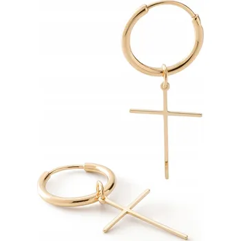 Náušnice NÁUŠNICE KŘÍŽKY 1,7 cm KRUHY S KŘÍŽKEM 18K Zlato, Stříbro 925 GIORRE
