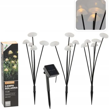 Venkovní osvětlení SOLÁRNÍ LAMPA V 43 CM 3 HŘÍBKY 15 LED TEPLÁ BÍLÁ SOL6100