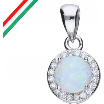 Přívěsek Stříbrný přívěsek 925 bílý opál se zirkony