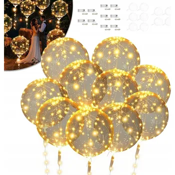 Balónek 10 x BALÓNKY PRŮHLEDNÉ SVÍTÍCÍ BALÓN NA SVATBA SVATBY KOMUNII