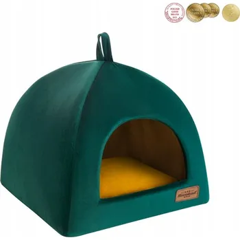 Pelíšek pro psa Recobed Velurová budka zelená - velikost M 50x50 cm