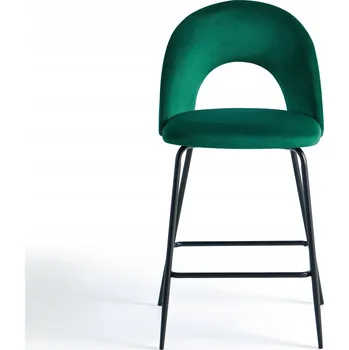 Barová židle Barová židle zelená velurová moderní vysoká ocelové nohy černé