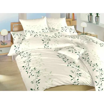 Povlečení Povlečení flanel Mandevila zelená na banánovém 140x200, 70x90 cm